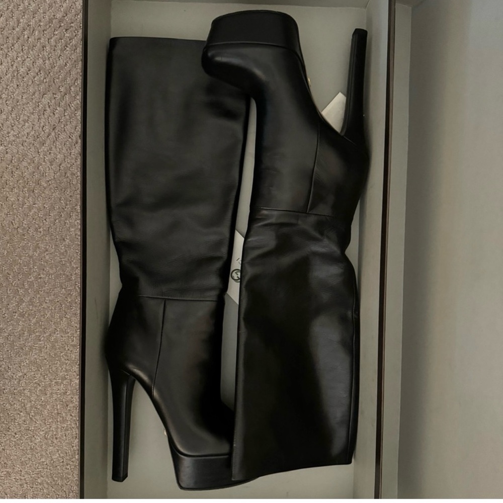 GUCCI Platform Leather Knee High Boots